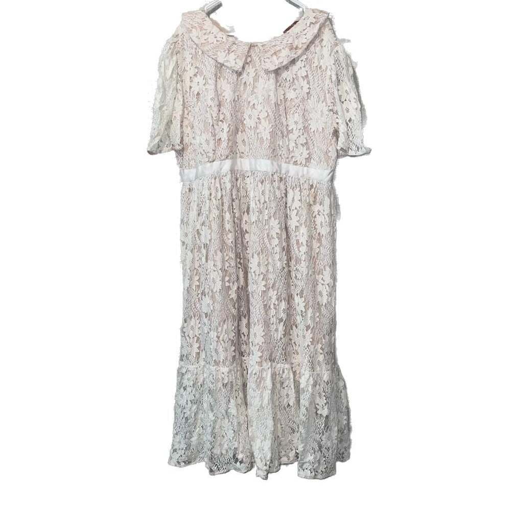 JessaKae Collection Floral Lace Peter Pan Collar Midi Dress - Picture 1 of 12